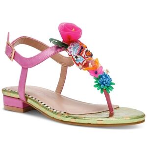 Betsey Johnson Pink and Green Embellished Sandals